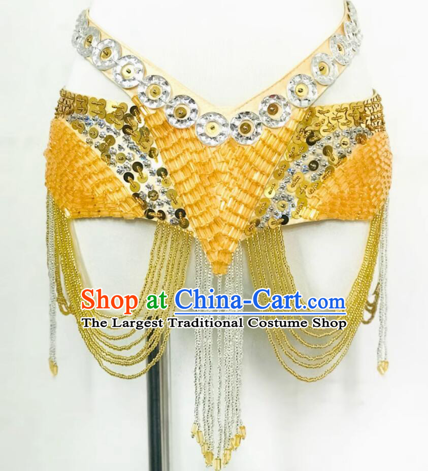 Top Handmade Belly Dance Waistband Traditional Indian Dance Golden Tassel Belt