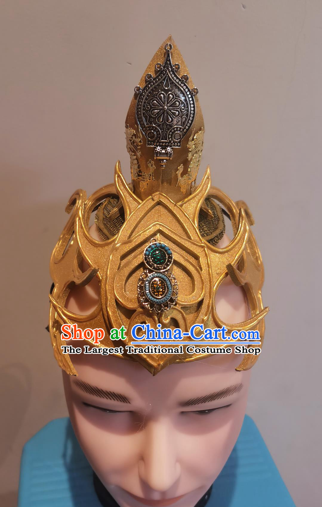 Handmade Dragon Prince Headdress Chinese Spring Festival Gala Opening Dance Golden Hair Crown Classical Dance Headpiece