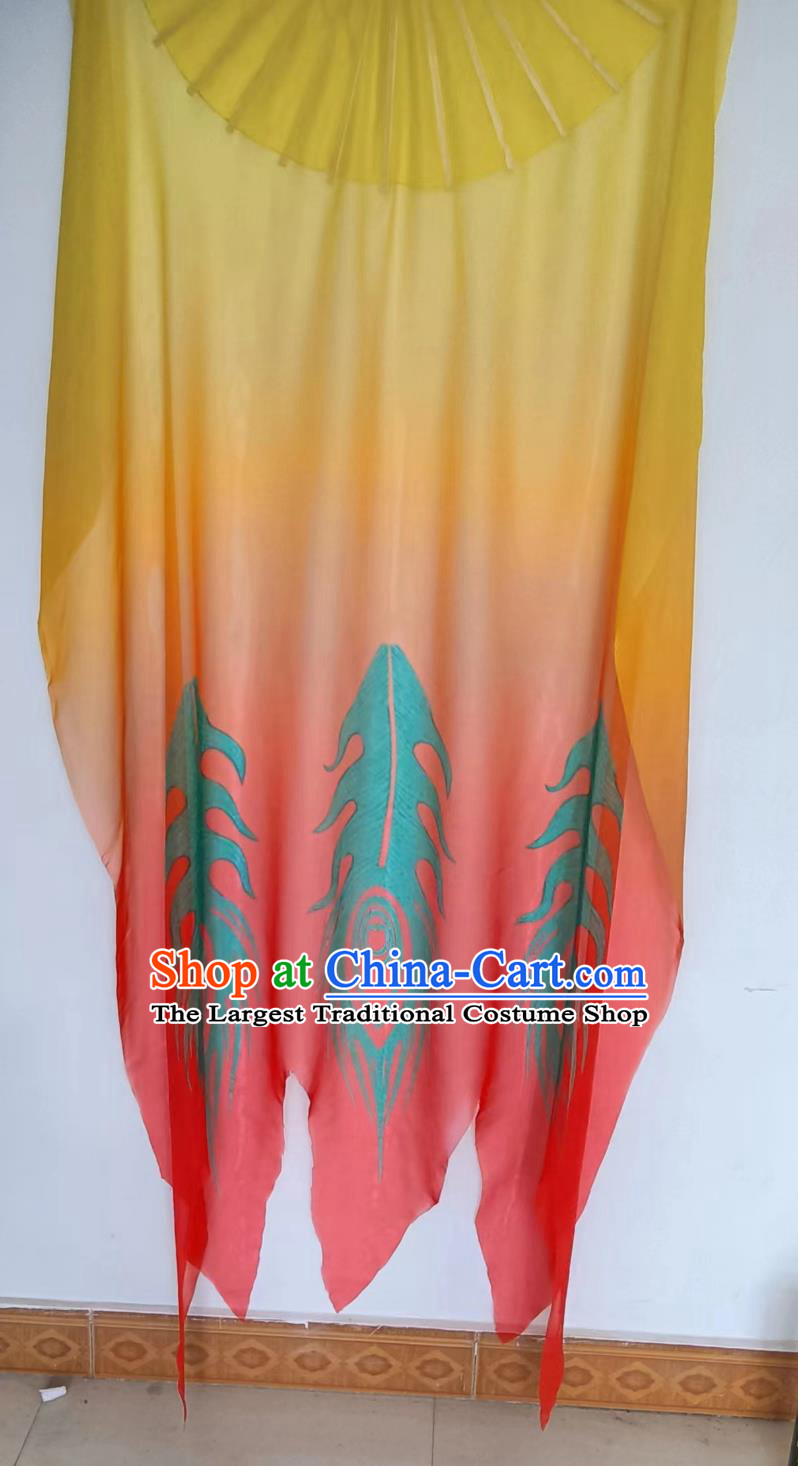 Handmade Yangko Dance Fan Chinese Folk Dance Phoenix Fan China Classical Dance Long Ribbon Fan