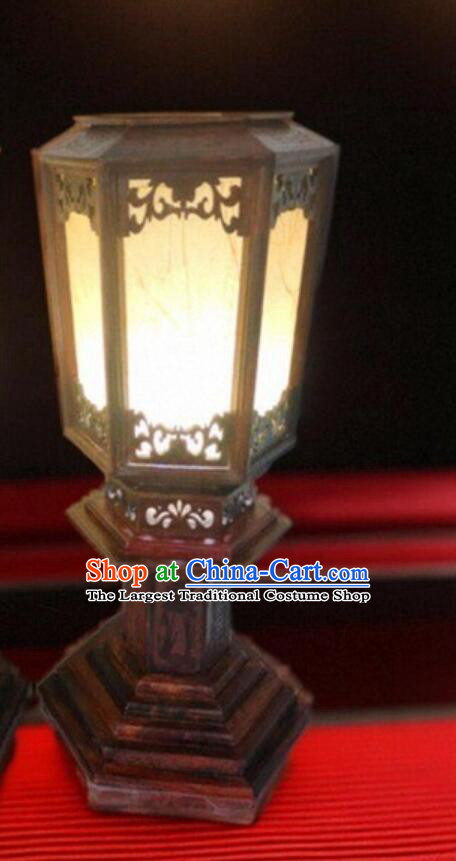 Handmade Rosewood Table Lantern Chinese Palace Lantern Traditional Table Lamp