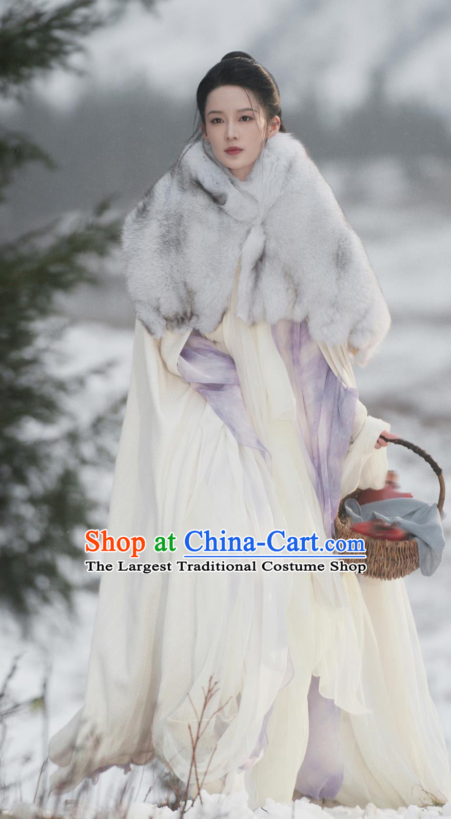 Chinese TV Series Snowy Night Timeless Love Replica Costume Traditional China Hanfu Cape Ancient Pharmacist Xue Zi Ye Cloak