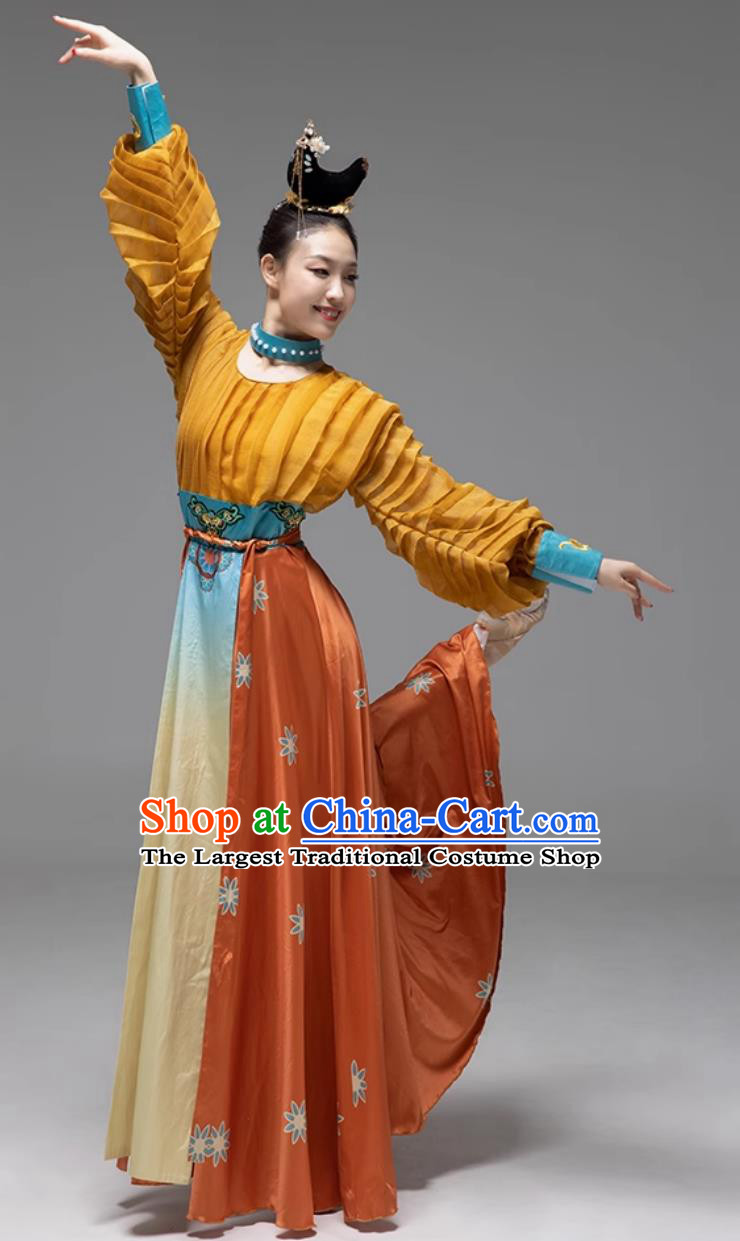 Chinese Tang Dance Costume Lantern Dance Dress Women Group Stage Performance Clothing