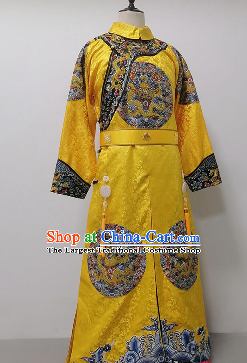 Traditional Chinese Clothing Ancient China Qing Dynasty Emperor Costume Qian Long Embroidered Imperial Robe