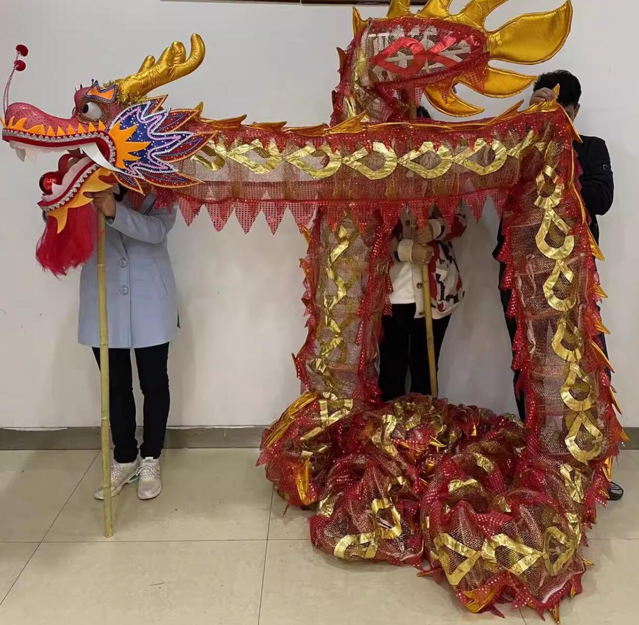 Red Celebration Parade Dragon Costume Professional Competition Dragon Dancing Prop Chinese Dragon Dance Net Costume