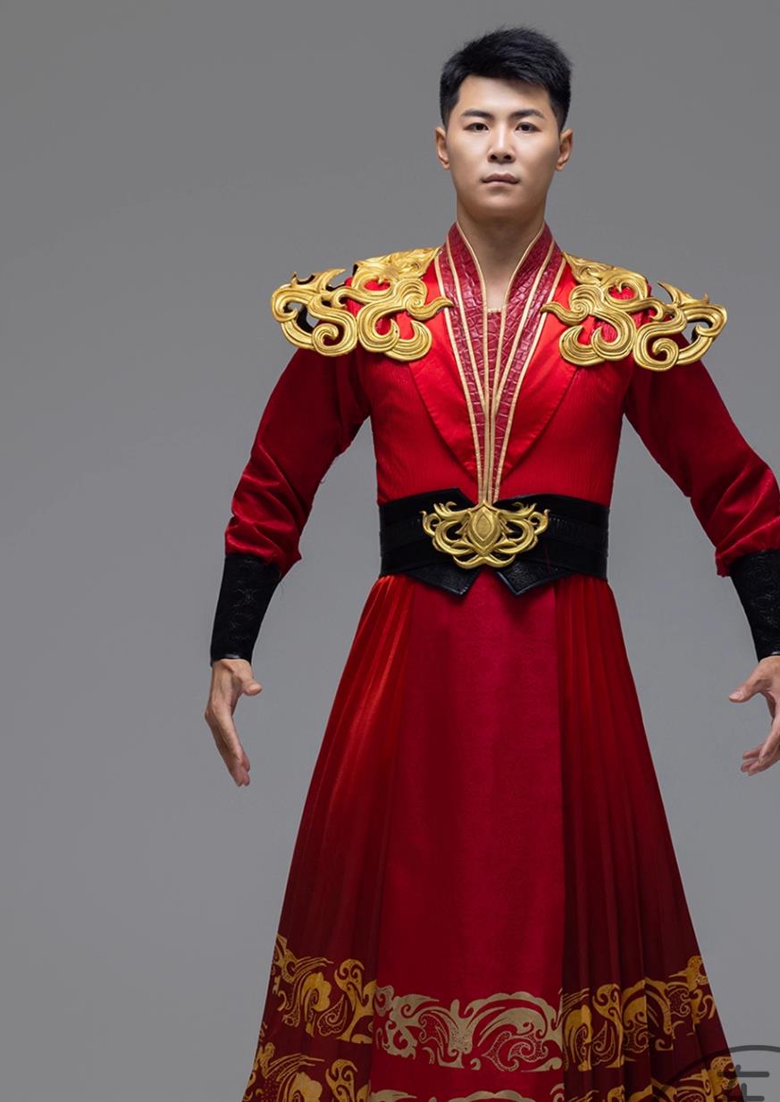 Classical Red Drum Dance Costume Yellow Crane Tower Opening Performance Attire Chinese New Year Grand Festive Group Dance Clothing