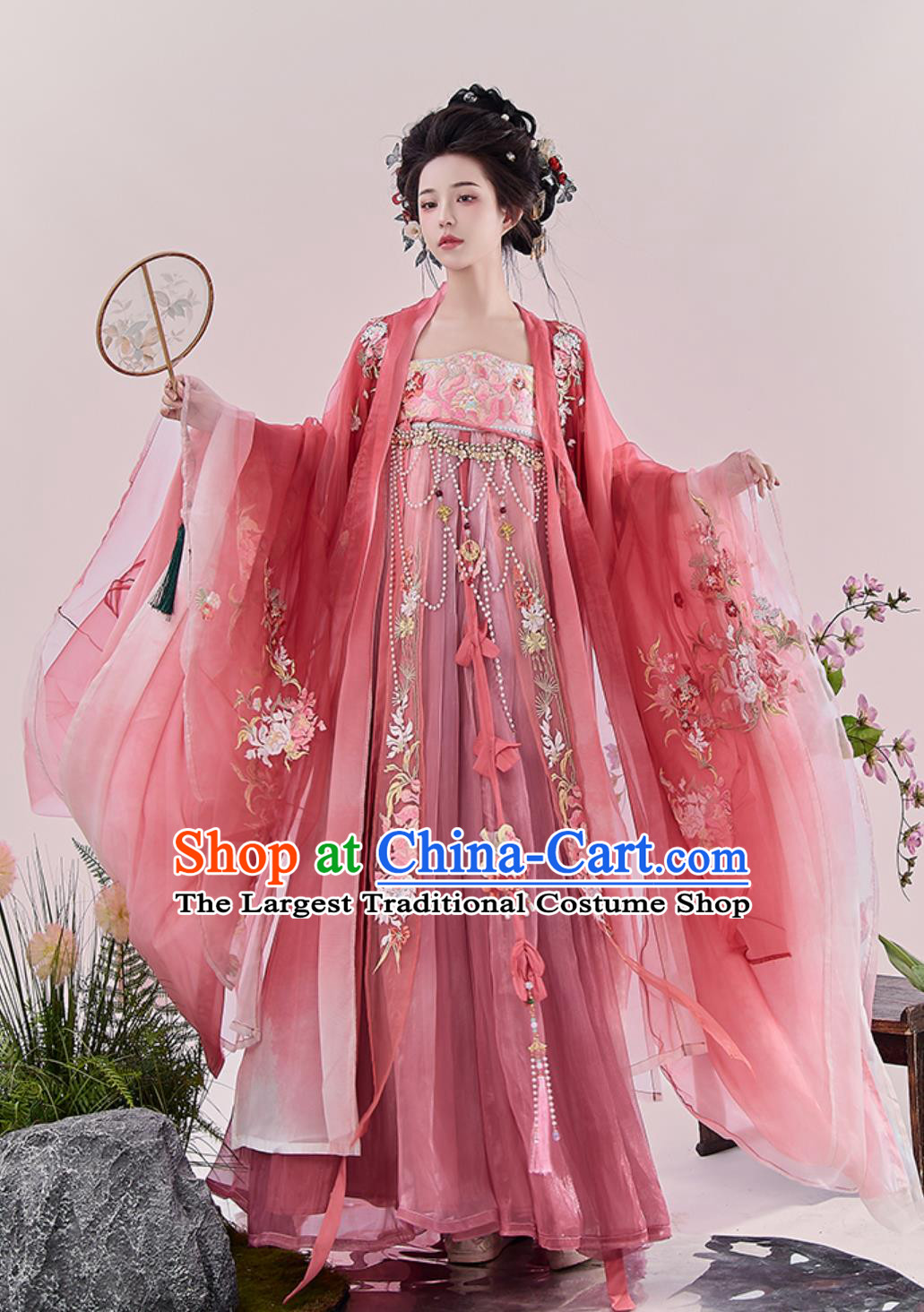 Heavy Embroidery Hanfu Traditional Clothing Chinese Tang Dynasty Large Sleeve Gown Hezi Dress Set