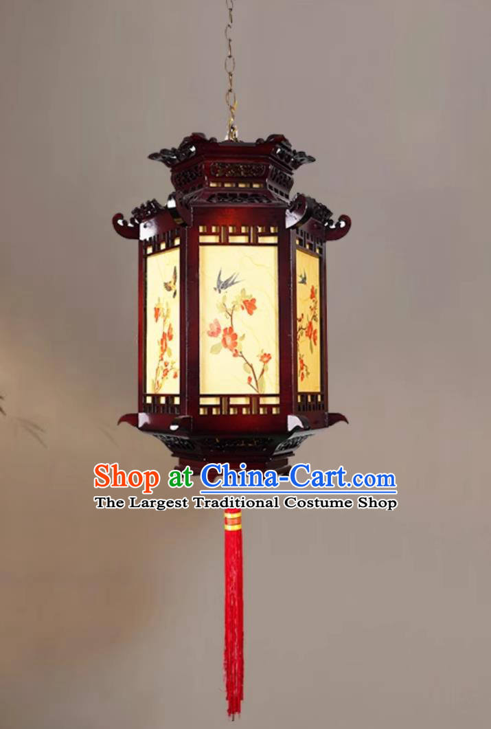 Wood Chinese Tea Room Zen Mini Pendant Light Temple Corridor Lamp Ancient Architecture Ming and Song Dynasty Aesthetics Light