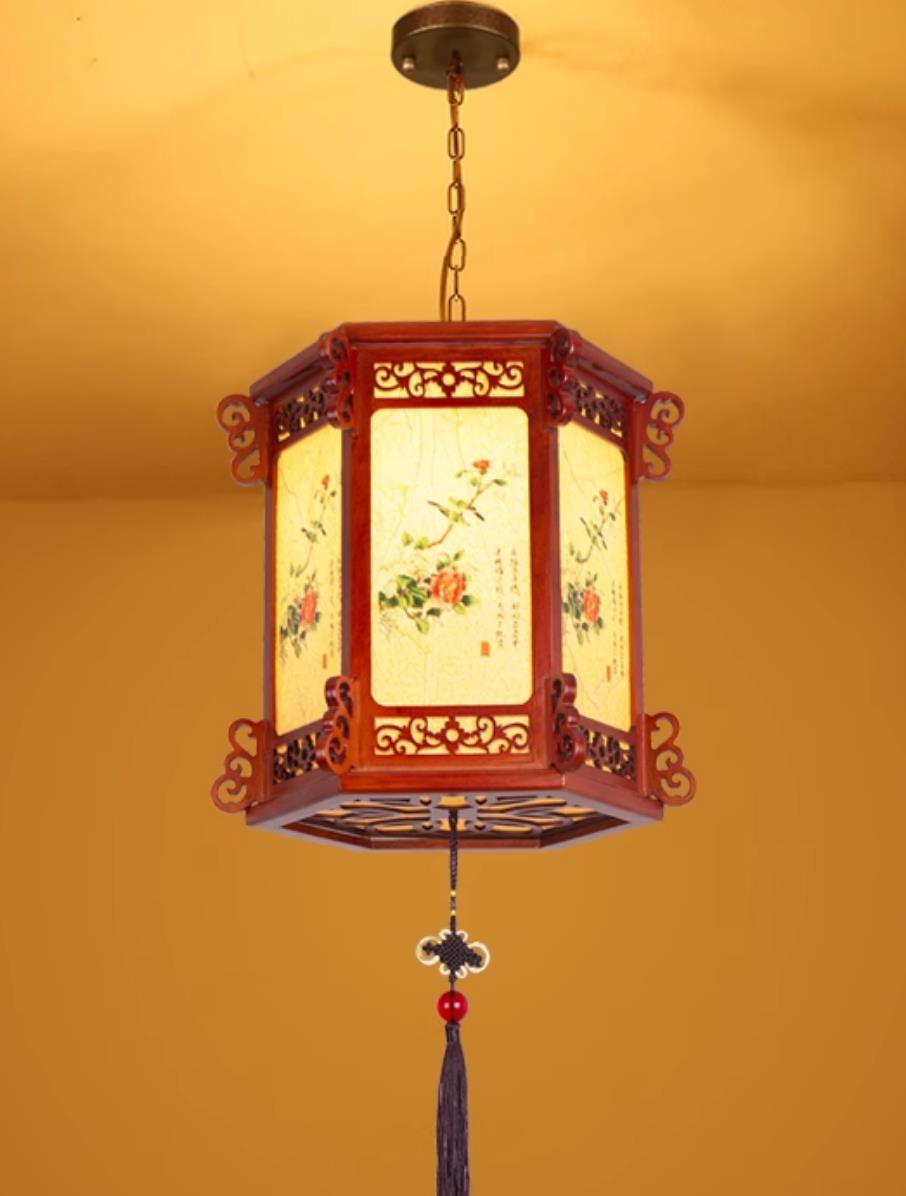 Chinese Decoration Pendant Light Antique Wood Palace Lantern New Year Restaurant Hot Pot Lamp