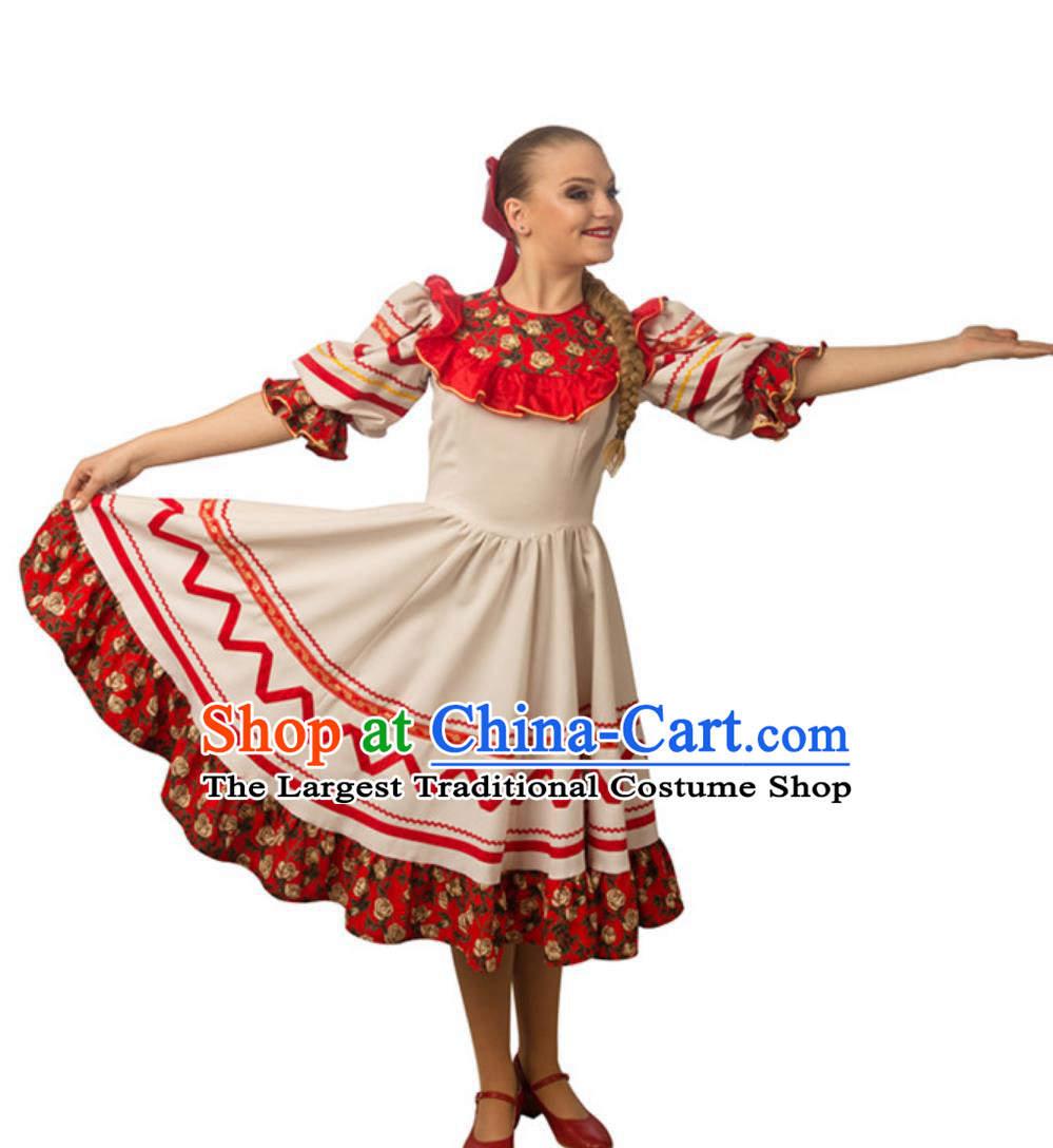 Russian Traditional Performance Dancewear Western Restaurant Waitress Costume European Folk Women Dress