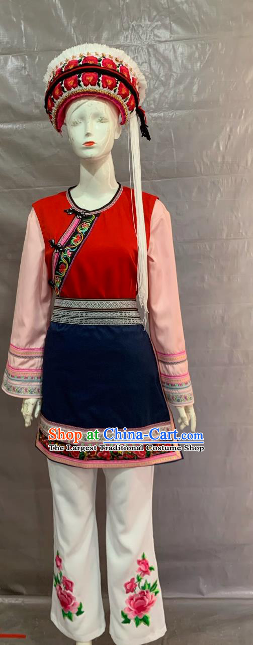 Yunnan Dali Bai Ethnic Performance Costume Chinese Minority Clothing Women Outfit
