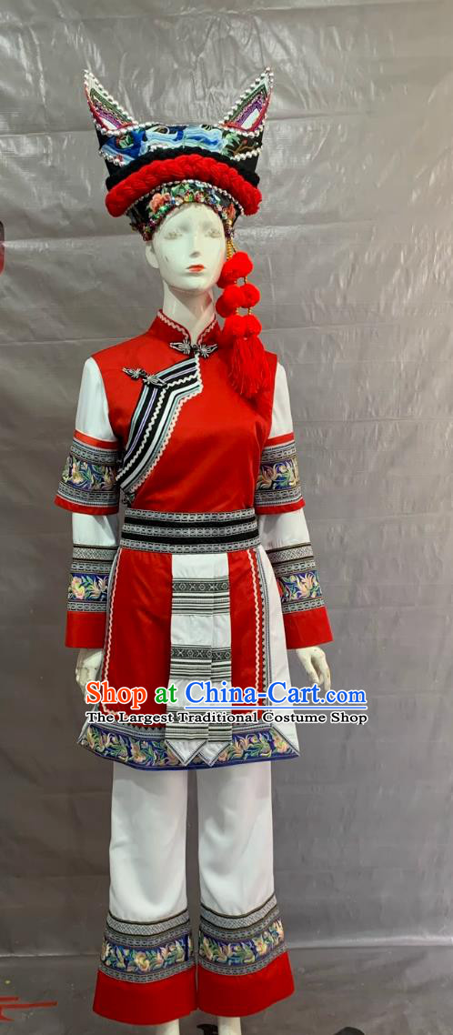 Yunnan Dali Bai Ethnic Costume Minority Performance Attire Golden Flower Dance Dress