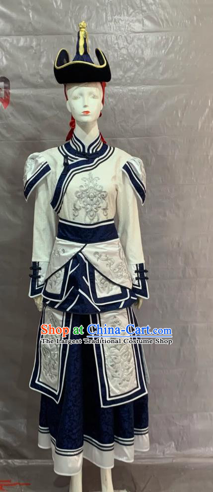 Mongolian Ethnic Costume Chinese Mongol Minority Nationality Performance Traditional Dress
