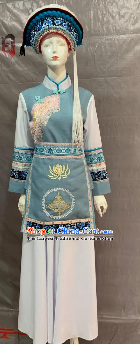 Bai Ethnic Women Costume Yunnan Dali Minority Traditional Dress Chinese Folk Dance Performance Clothing