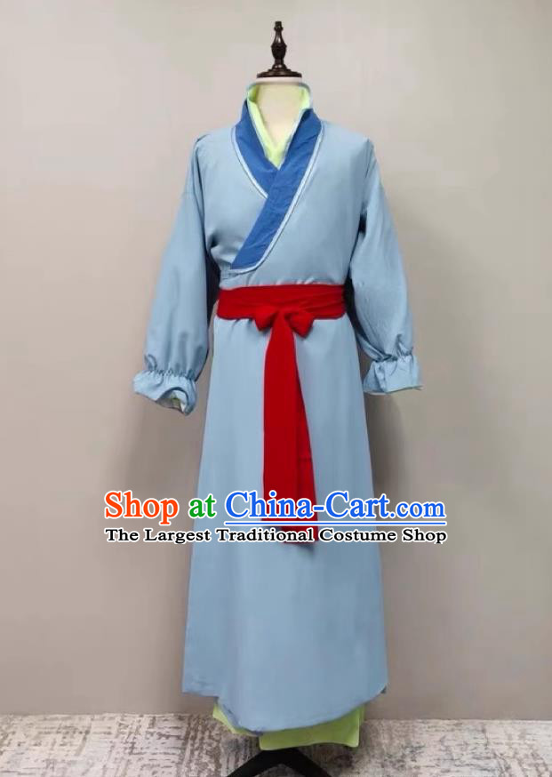 Ancient Chinese Young Man Clothing Traditional Hanfu The Eight Immortals Crossing The Sea Film Performance Lan Cai He Costume