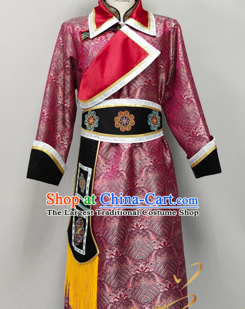 Tu Ethnic Minority Traditional Male Costume Chinese Fashion Show Stage Performance Festival Attire