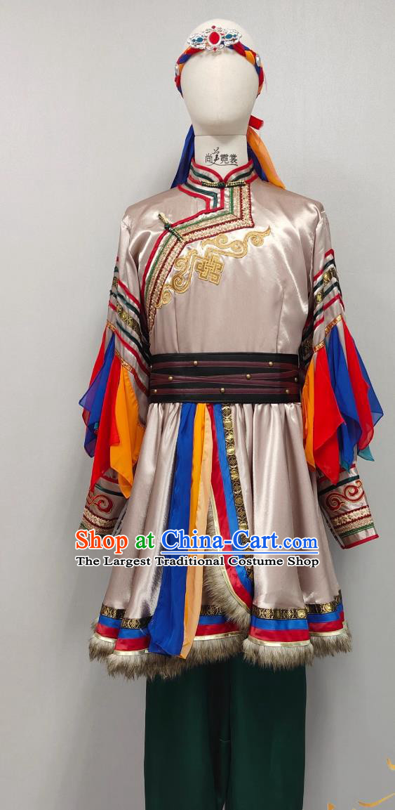 Mongolian Ethnic Male Costume Chinese Mongol Minority Fashion Show Attire