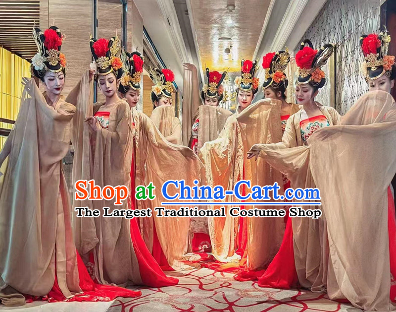 Hanfu Hezi Qun Wide Sleeve Gown Chinese Classical Dance Performance Costume Tang Dynasty Empress Dress