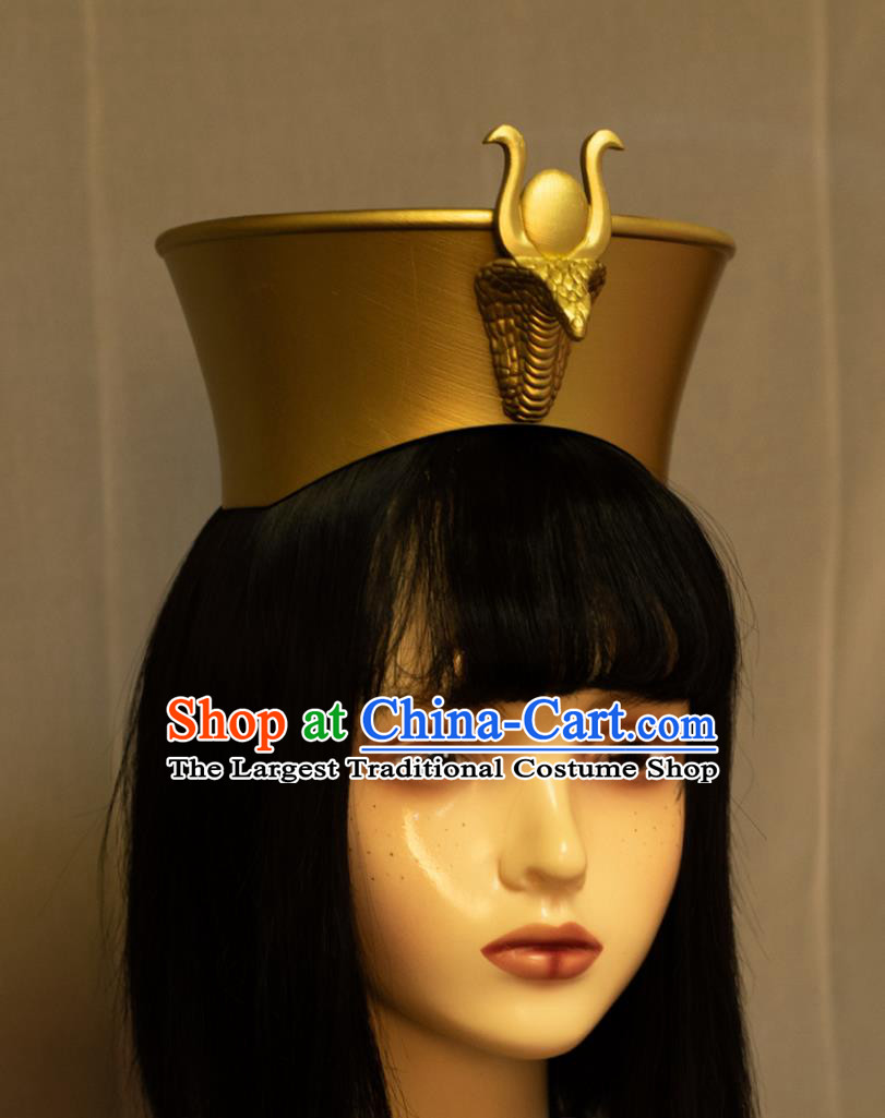 Egyptian Queen Crown Artifact Replica Vintage Cosplay Headpiece Handmade Golden Hat