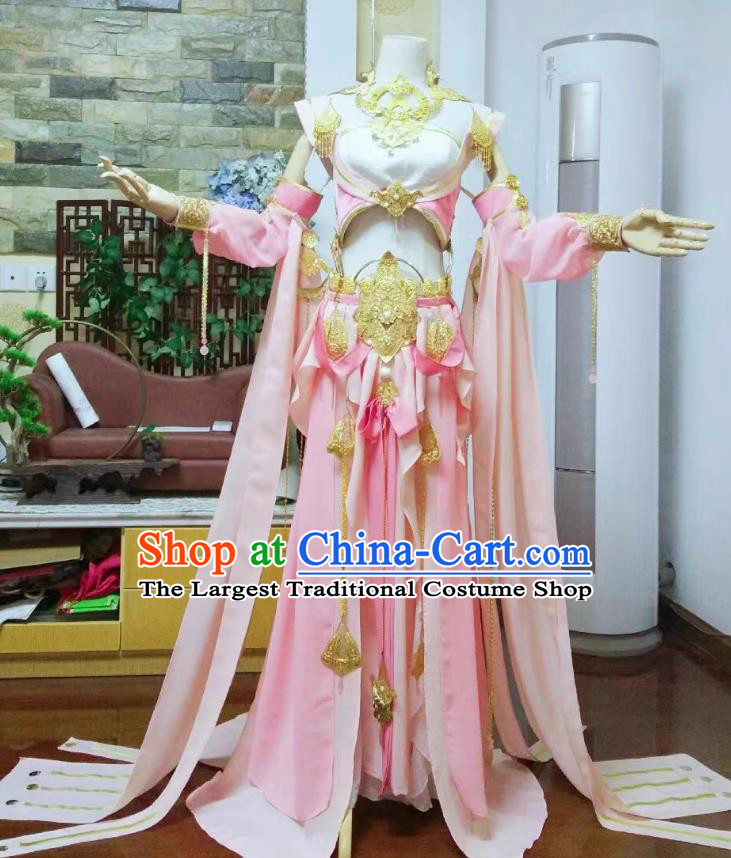 Jian Xia Qing Yuan 3 Xiu Jie Clothing Mingjiao Princess Pink Dress Cosplay Swordswoman Costume