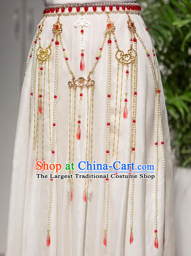 Pearl Tassel Waist Chain Chinese Hanfu Beaded Accessory Mamian Skirt Waist Ornament