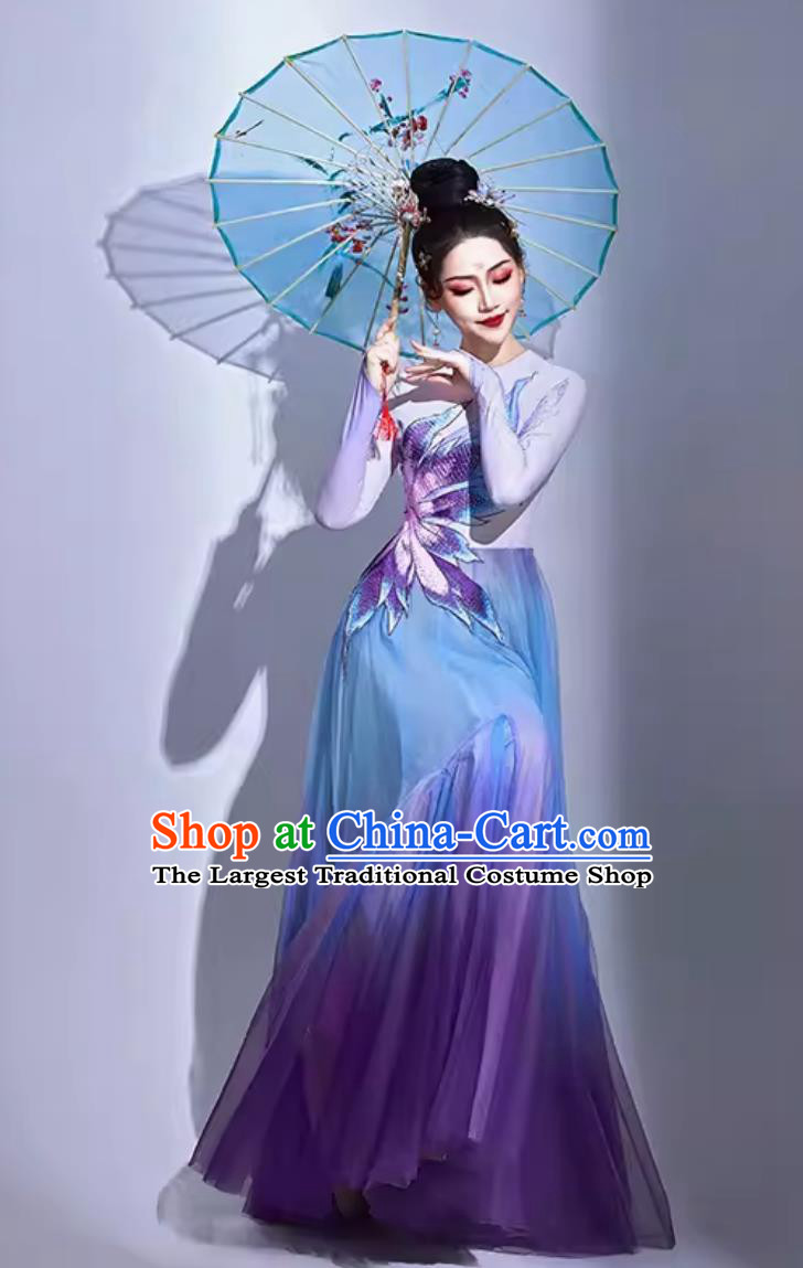 Opening Dance Classical Dance Costume Women Elegant Chinese Style Dance Purple Dress Umbrella Dance Clothing