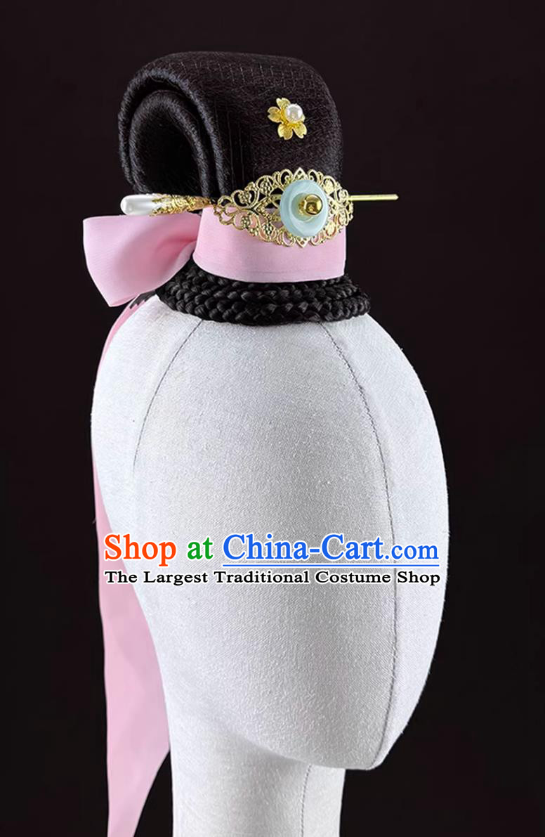Chinese Classical Dance Ink Charm Dance Headdress Solo Stage Performance Headwear Ancient Hanfu Wig Headpiece
