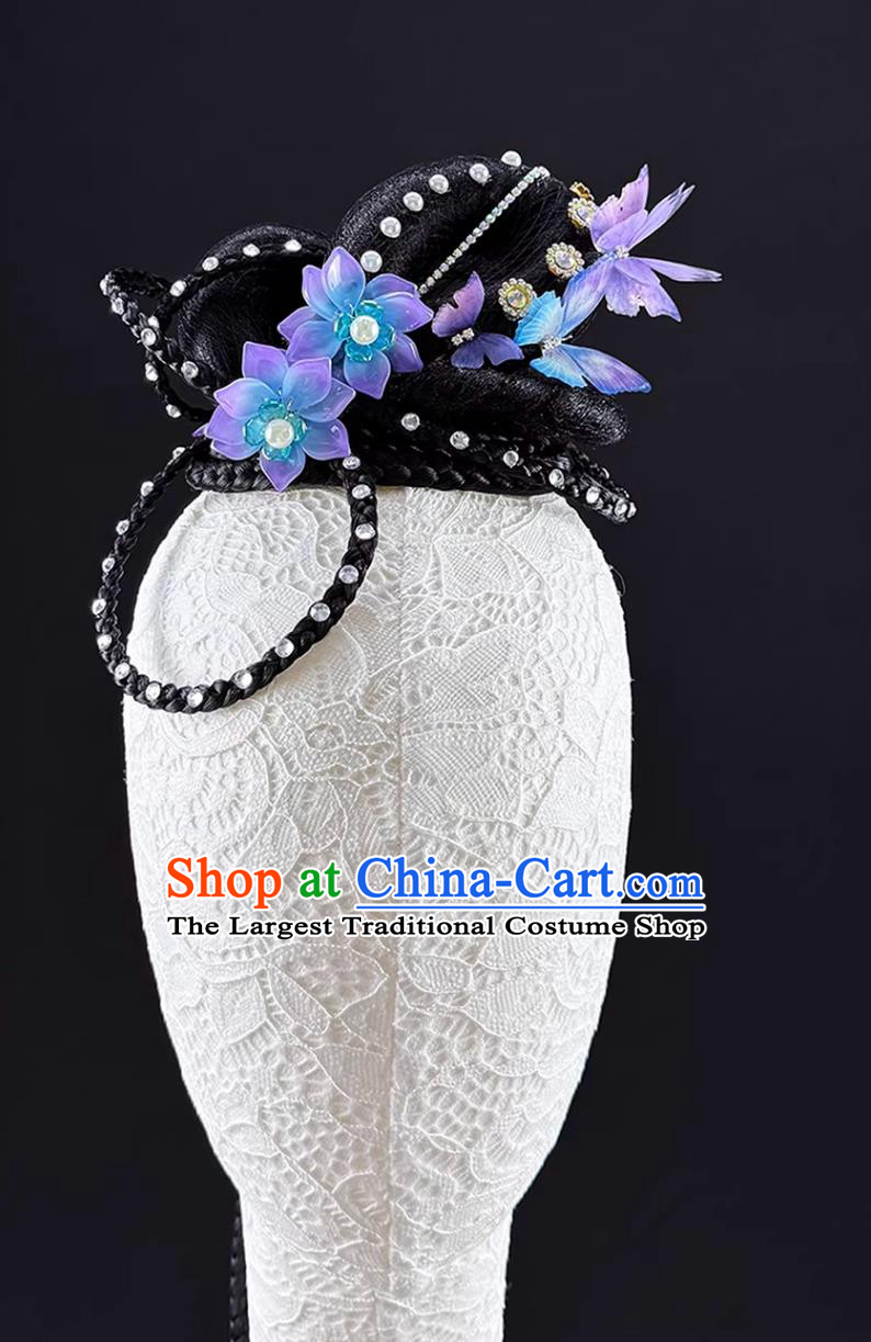 Handmade Solo Dance Stage Performance Wig Chinese Classical Dance Headdress