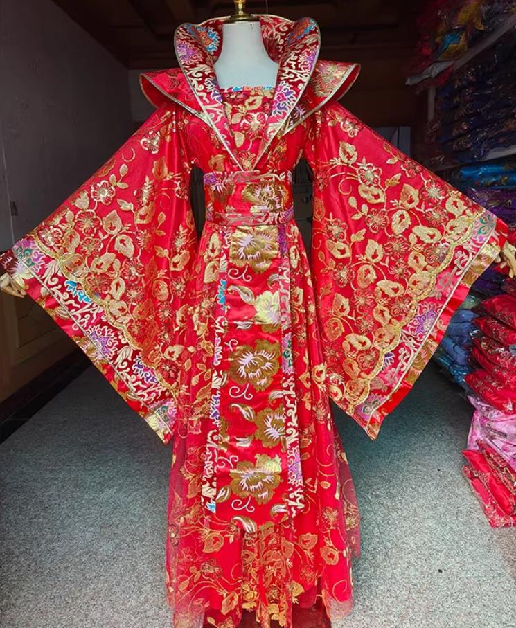 Red Hanfu Empress Yang Guifei Costume Embroidery Grand Sleeve Gown Chinese Tang Dynasty Stage Performance Dress