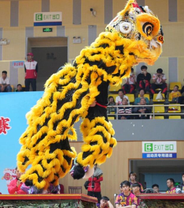 Handmade Lion Dance Costumes Golden Fur Fut San Lion Head Chinese Dancing Lion Equipment Complete Set