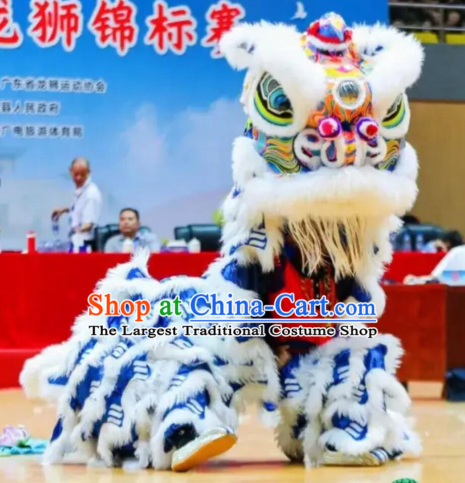 Blue Fut San Lion Dance Tiger Spots Costume Handmade Dance Lion Head Traditional Chinese Dancing Lion Equipment Clothing