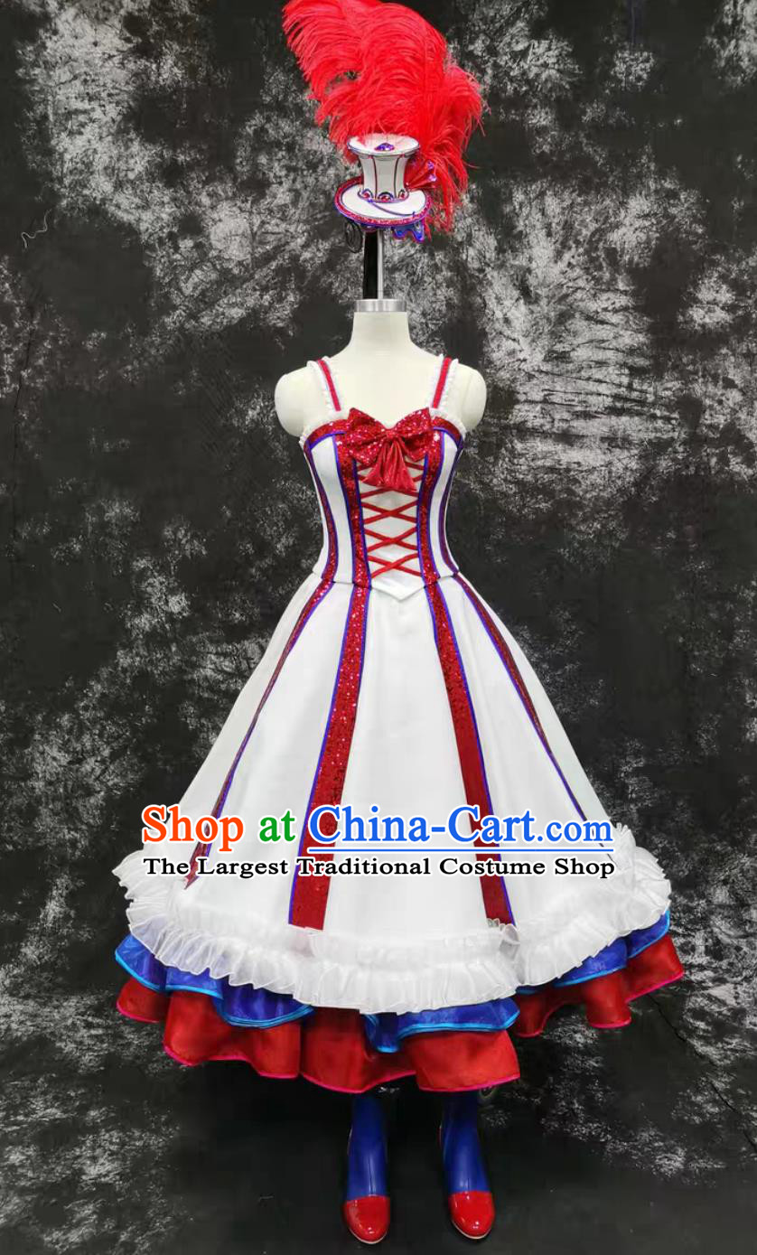 Christmas Performance Costume Flared Dress Women Opening Dance Show Attire