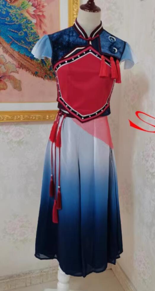 Lingnan Dance Performance Costume Ethnic Minority Performance Clothing Tanka Women Performance Outfit