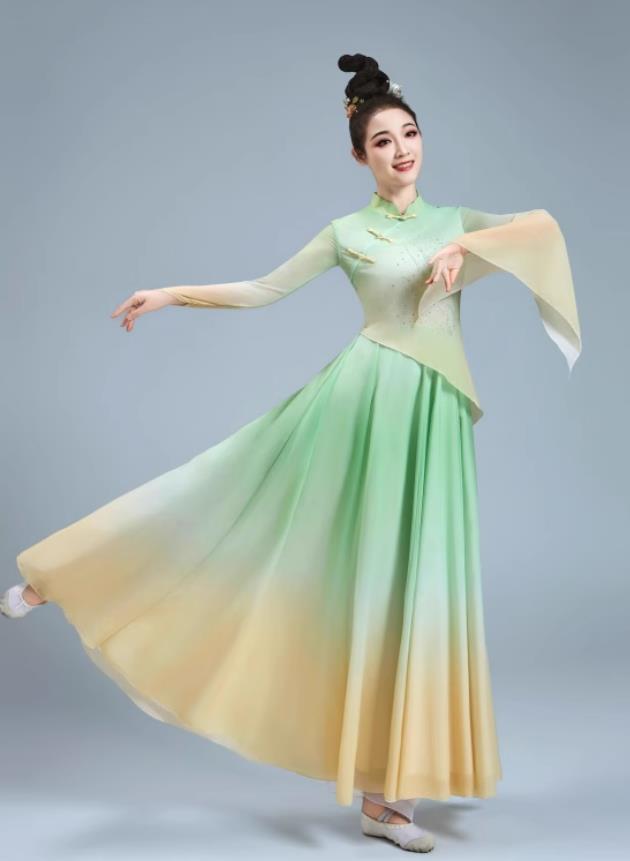 Classic Dance Elegant Chinese Dance Clothing Grand Opening Dance Large Swing Skirt Jasmine Blossom Performance Costume