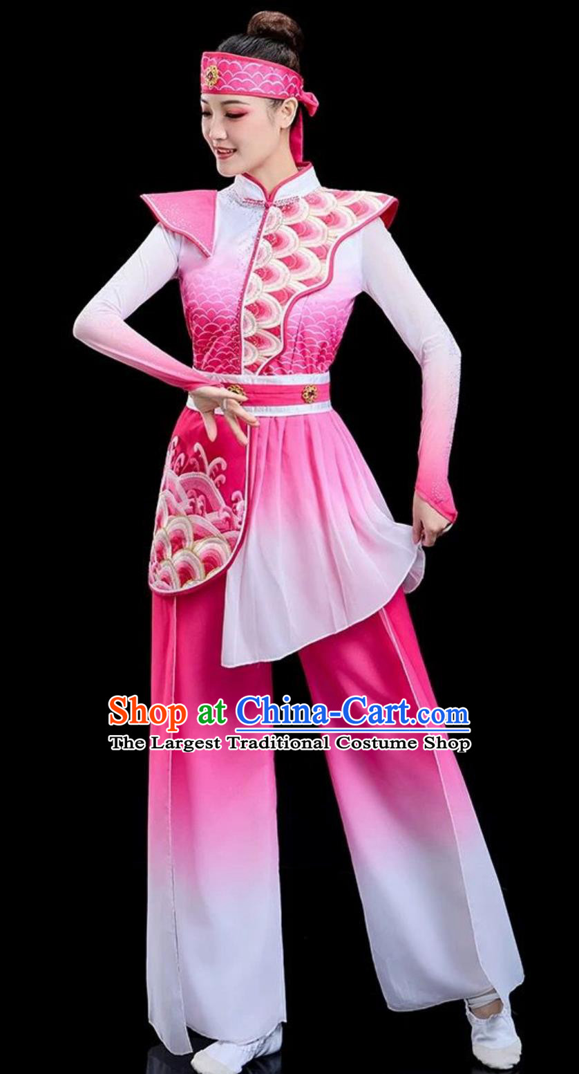 Chinese Classic Dance Costume Northern Shaanxi Yangko Dance Pink Outfit Elegant Fan Dance Performance Clothing