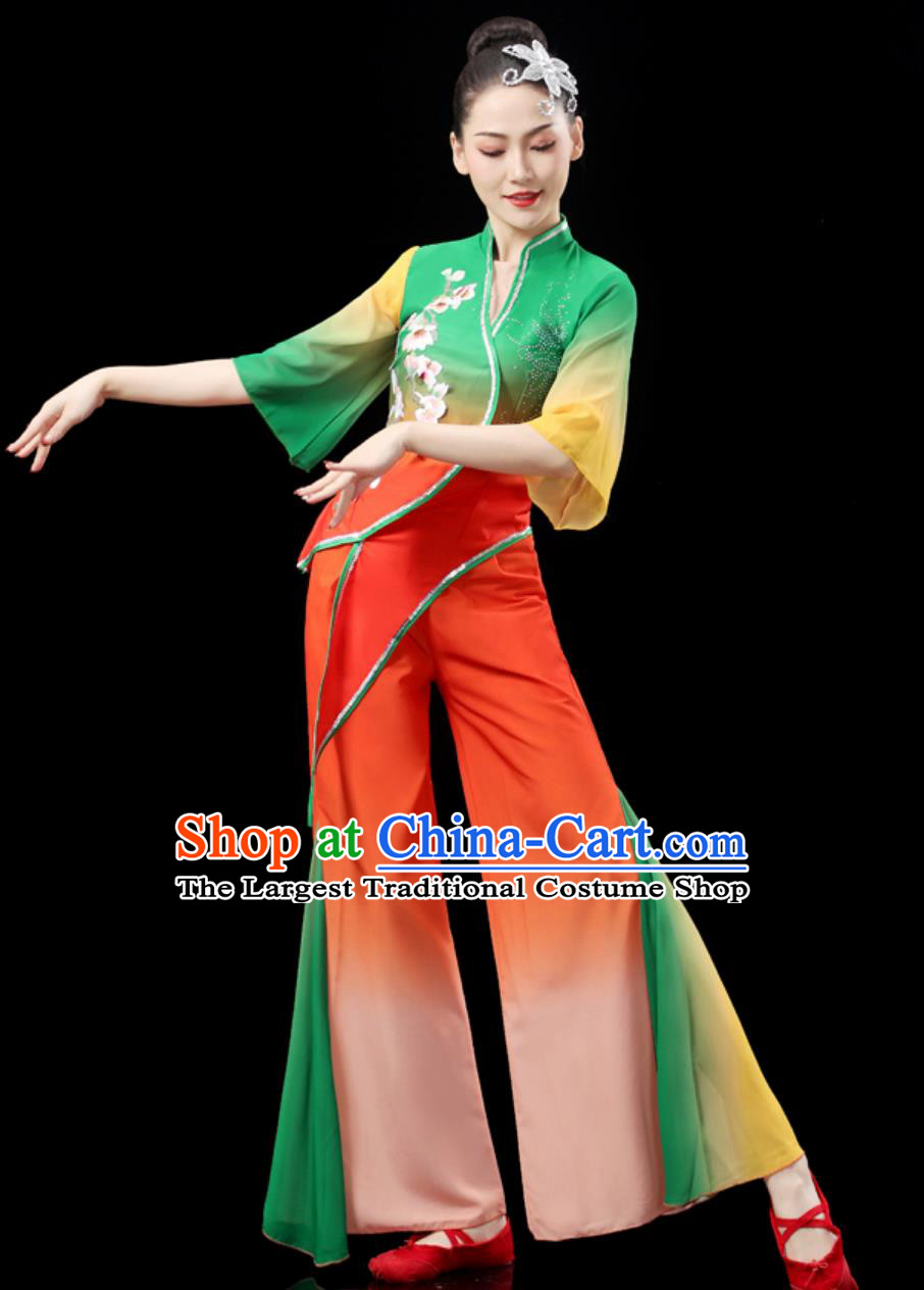 Jiaozhou Yangko Dance Performance Costume Women Group Dance Clothing Chinese Fan Dance Outfit