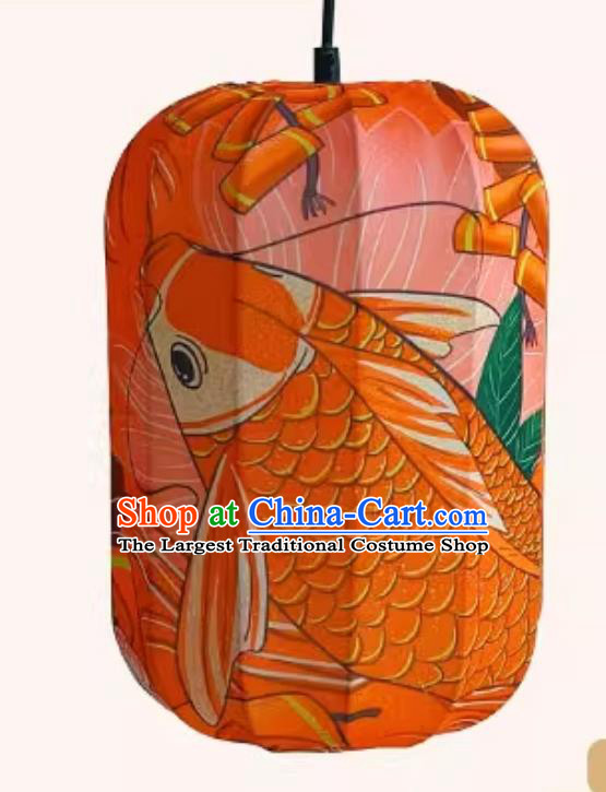 Chinese Style Lantern Waterproof Pendant Lantern Printed Red Koi Lamp