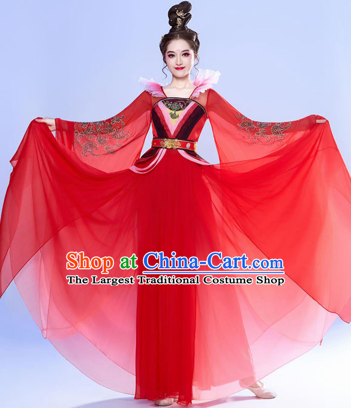 Women Classic Dance Performance Costume Elegant Han Tang Fairy Ancient Clothing Chinese Hanfu Dance Red Dress