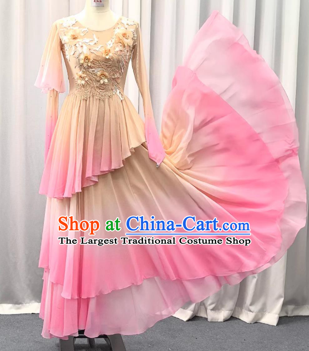 Chinese Classic Dance Performance Costume Women Pink Zui Qing Bo Dance Clothing Han Tang Dance Dress