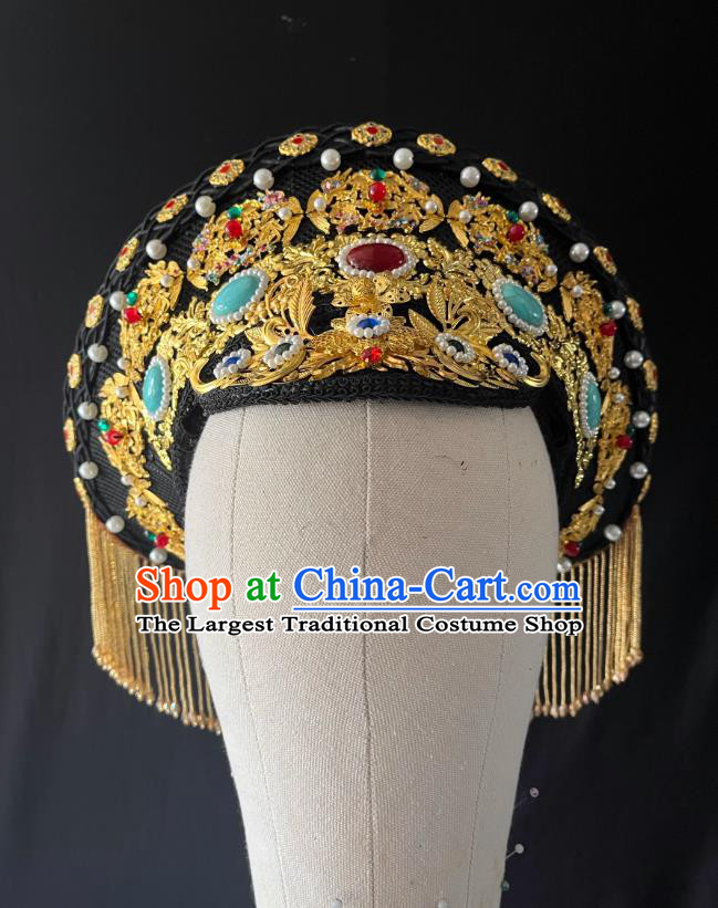 Ancient Chinese Court Empress Crown Handmade Manchu Dianzi Headdress Qing Dynasty Imperial Consort Hat