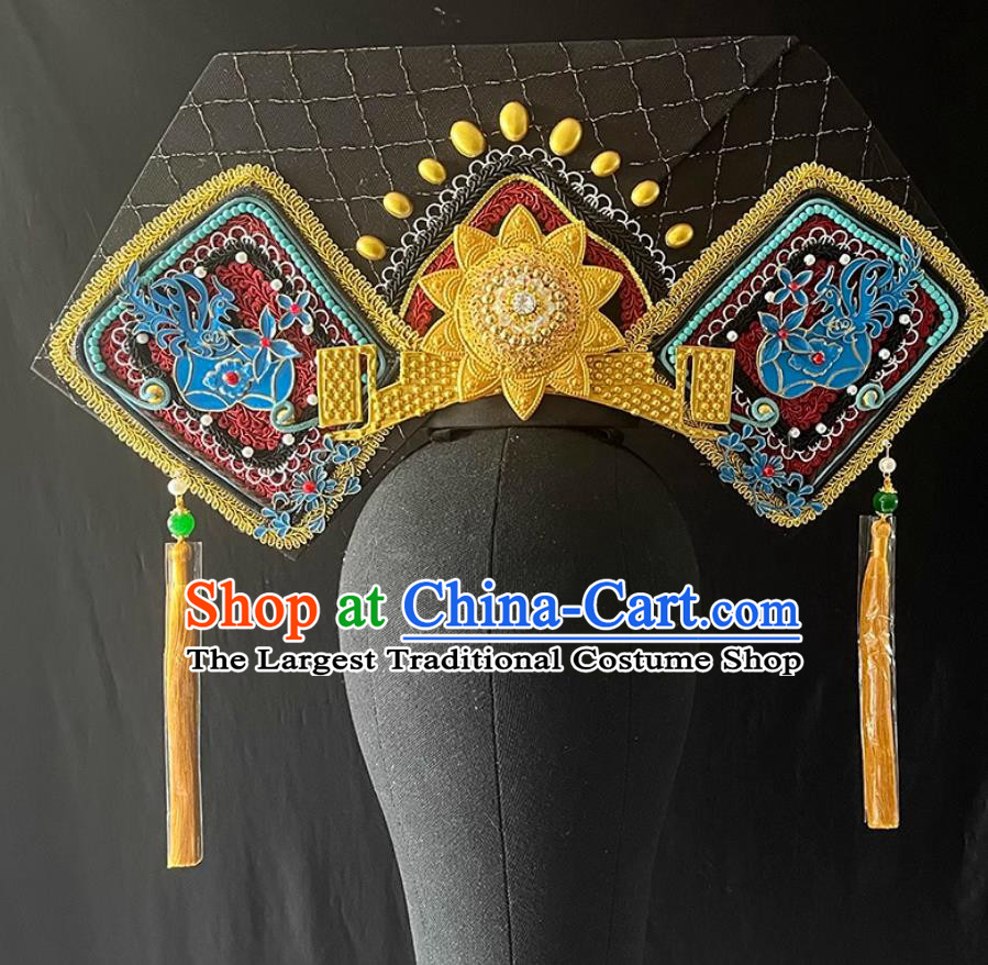 Consort Hua Winged Flag Headdress Chinese Qing Dynasty Court Headgear Manchu Empress Hat
