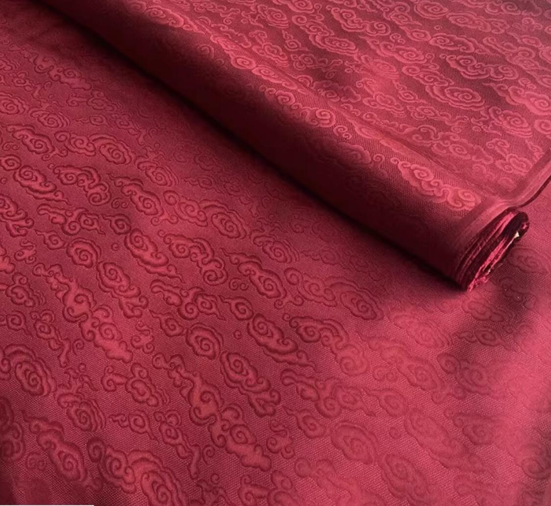Auspicious Clouds Jacquard Hollow Out Flowered Silk Fabric Chinese Classical Gauze Qipao Material