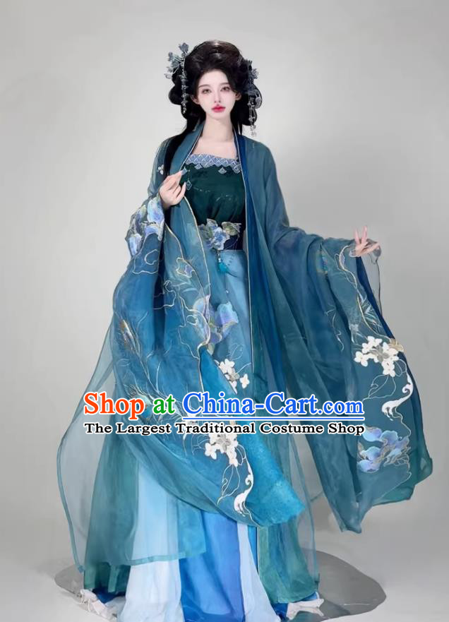 Heavy Embroidery Peacock Hanfu Dress Chinese Song Dynasty Wide Sleeve Garment Traditional Princess Costume