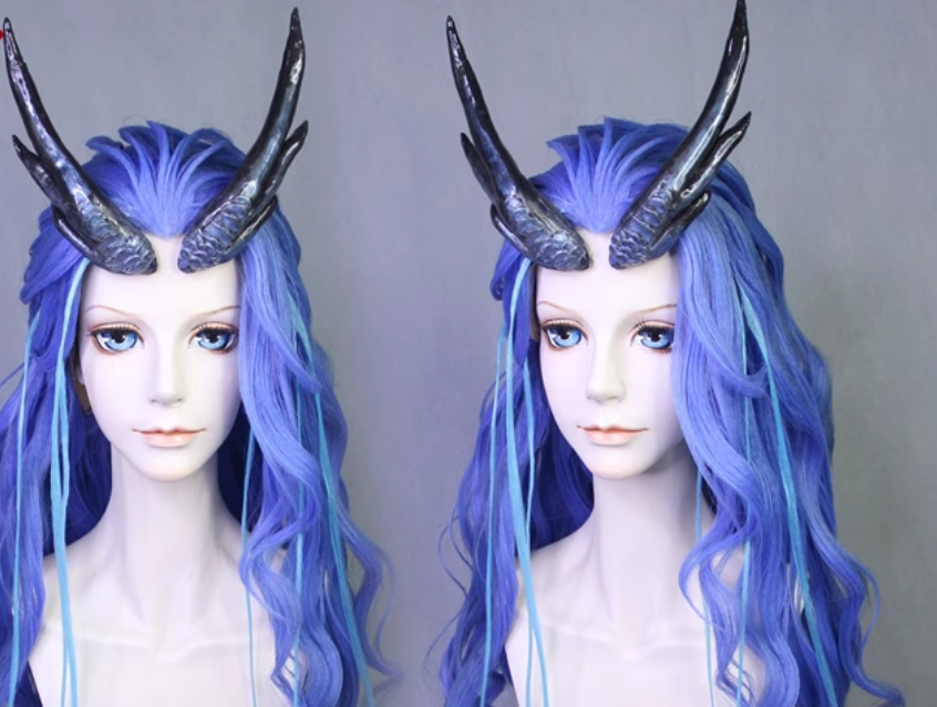 Chinese Nezha Warframe Dragon King Ao Run China Ne Zha Movie Dragon Princess Ao Run Ne Zha Sifu Aorun Long Wig Wigs and Dragon Horns