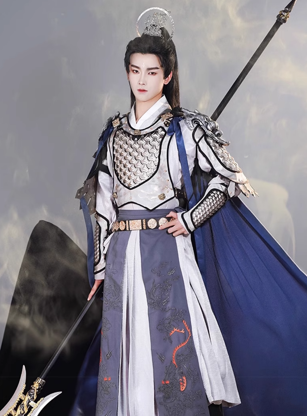 Chinese Nezha Reborn Movie Dragon Prince Costumes China Ne Zha Rebirth Dragon Swordsman Costume Asian Traditional General Armors Costumes Complete Set