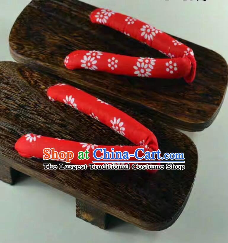Asian Japan Geta Shoes Traditional Japanese Orange Clogs Handmade Wooden Japanese Sandals