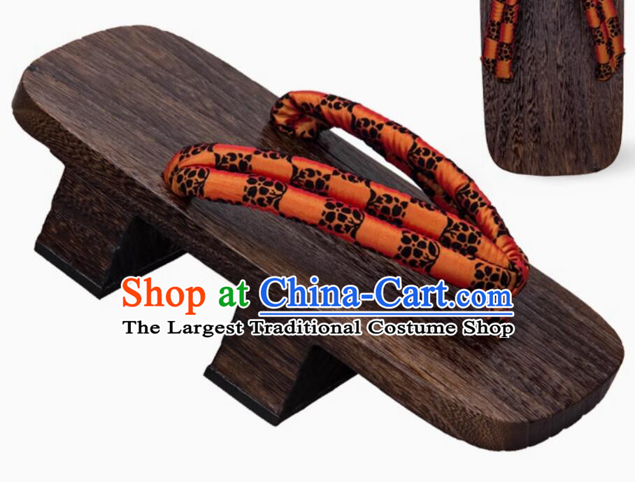 Handmade Wooden Japanese Sandals Asian Japan Geta Shoes Traditional Japanese Orange Clogs