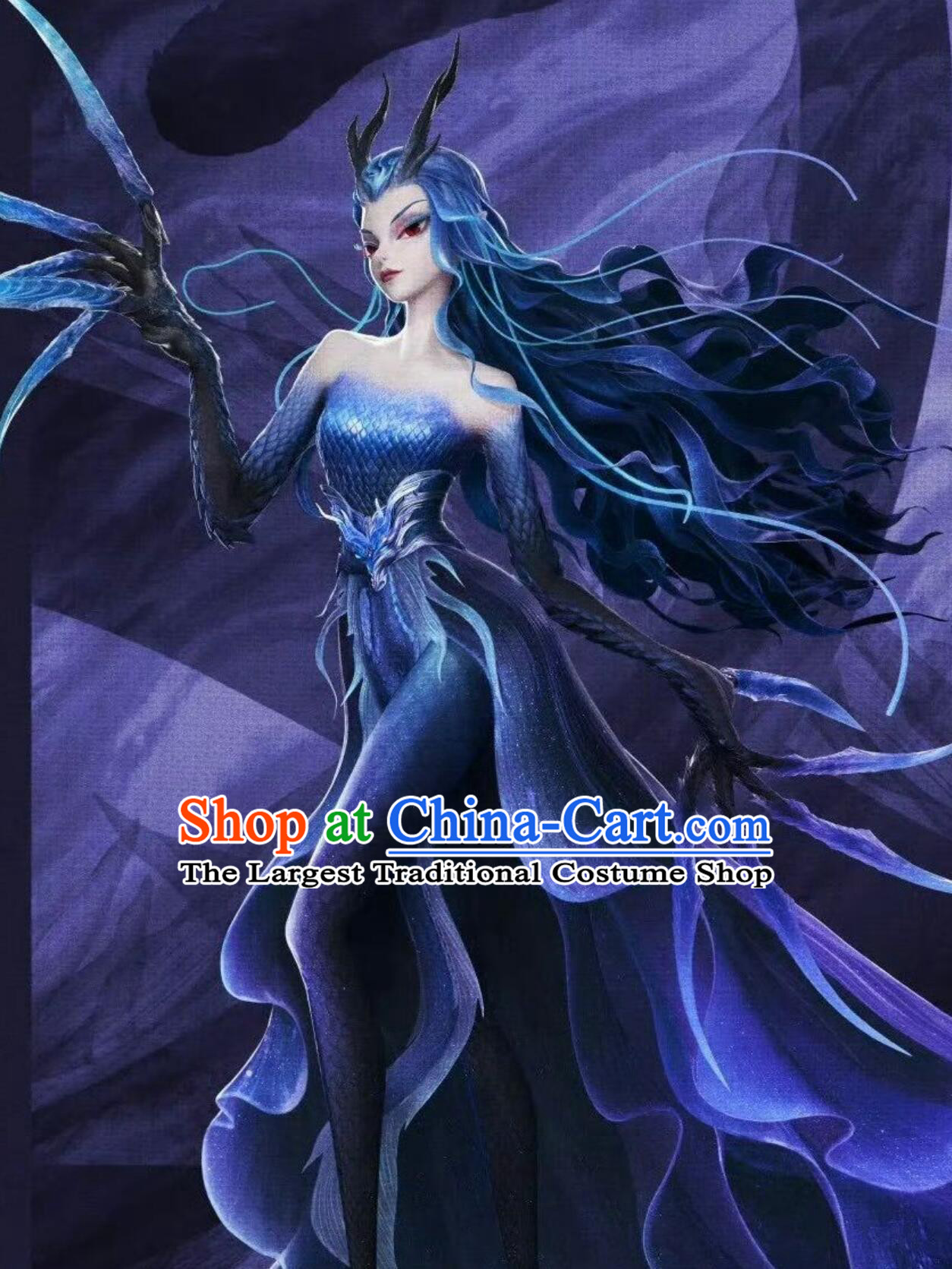Chinese Movie Ne Zha 2 Ao Run the Dragon King of the Western Sea Outfit Cosplay Costume Handmade Devil Woman Clothing Complete Set