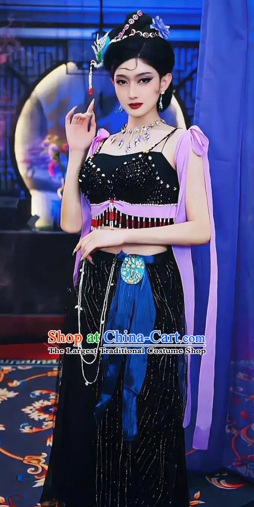 Ancient China Fairy Dress TV Series Journey to the West Black Fox Clothing Traditional Chinese Clothing