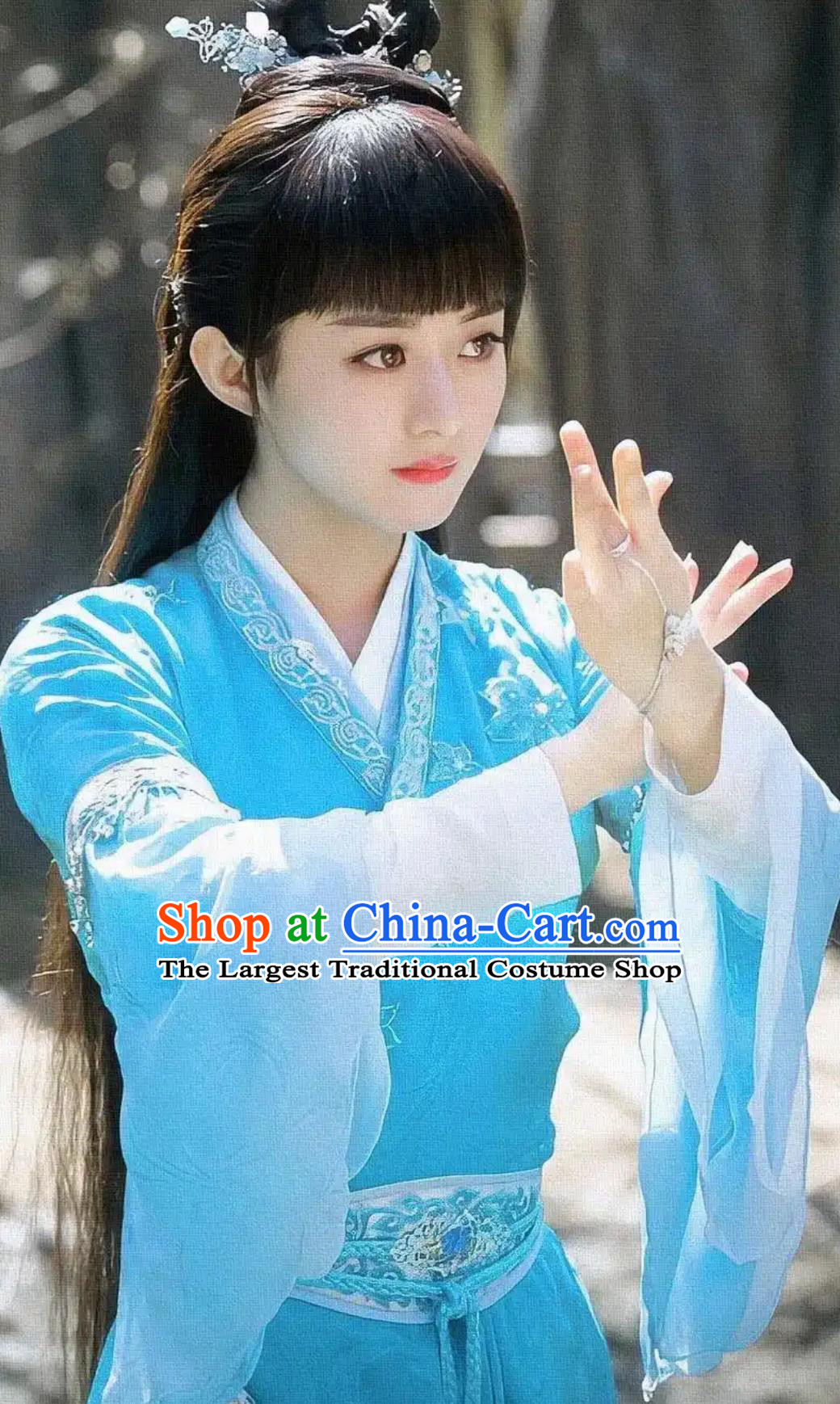Chinese TV Series Noble Aspirations Bi Yao Replica Costume Traditional Hanfu Ancient China Swordswoman Blue Dress