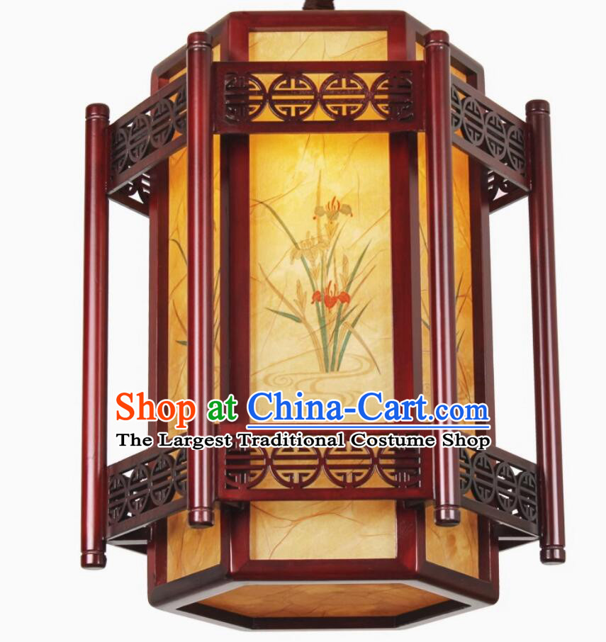 Traditional China Lantern Handmade Wooden Ceiling Lamp Chinese Palace Lantern